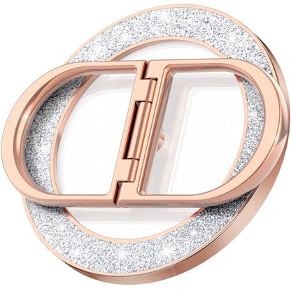 Magnetic Phone Grip Holder | Stylish Twinkle Transparent with Phone Ring Holder for Phone & Android, Rosegold - color: rosegold