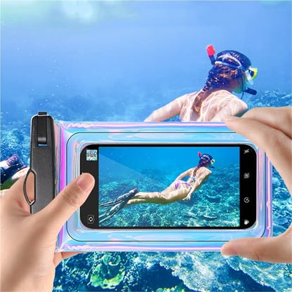 Dry Bags IP68 Waterproof Phone Pouch with Fluorescent Design, Screen Touchable, for Swimming, Hiking & Boatin