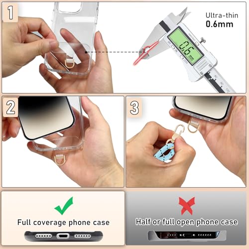 UKON Cell Phone Lanyard,Crossbody Lanyard and Wrist Strap Premium Metal Buckle Phone Charms with 2 X Clear Patch Compatible with All Smartphone(LightBlue) - color: Lightblue