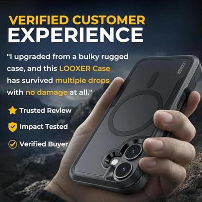 LOOXER® Heavy Duty Rugged Magnetic Case for iPhone 17 Air (6.5”) | Military Grade Shockproof Protection,MagSafe Compatible+ Tempered Glass Included (Black, 17 Air) - color: Black, size: 17 Air