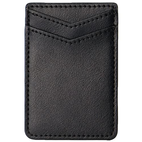 2Pack Phone Wallet,Leather Phone Card Holder Adhesive Stick On Credit Card Pocket for Back of Phone Case iPhone and Android-Black - color: Black V,Black V