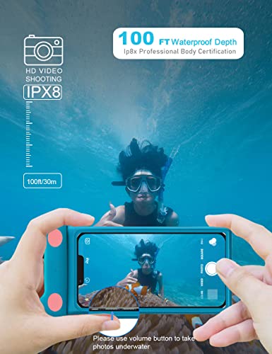 wellhouse 3D Waterproof Phone Pouch with Lanyard,Premium TPU100FT Deep Waterproof Phone Case for iPhone 17 16 15 14 13 12 Pro Max XS Samsung,Snorkeling, Surfing, Kayaking,Skiing,Hot Springs - color: 1 Pack - Kitten Blue7.0"