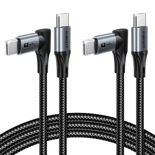 Longer Right Angle USB C Cable 6FT, 60W USB C to USB C for Thick Cases - size: 6FT+6FT
