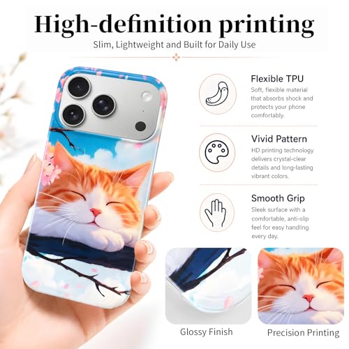 Compatible with with iPhone 17 Pro Max, 2025 Anti-Yellow Ultra Transparent Soft TPU Phone Case, Shockproof Anti-Slip Slim Lightweight Full Coverage Protective(Cat) - color: Cat