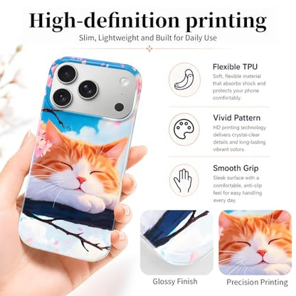 Compatible with with iPhone 17 Pro Max, 2025 Anti-Yellow Ultra Transparent Soft TPU Phone Case, Shockproof Anti-Slip Slim Lightweight Full Coverage Protective(Cat) - color: Cat