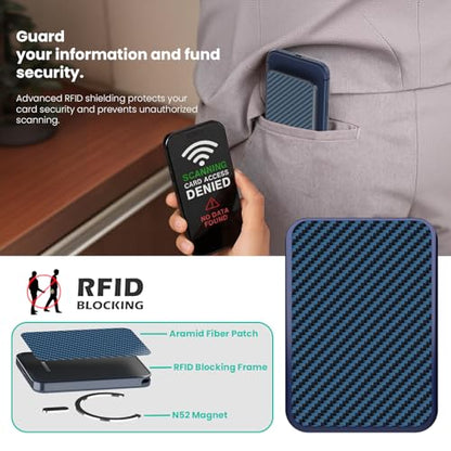 Nillkin FiberMate MagSafe Phone Wallet, RFID Blocking, Adjustable Stand - color: Blue