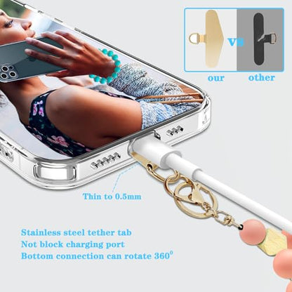 Silicone Beaded Phone Wrist Strap, Phone Bracelet Strap with Tether Tab Elastic Hands Free Wristlet Strap - color: Pink