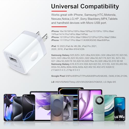 Charger Block for iPhone, Plug in Phone Charger, Sicodo 4Pack Single Port USB Wall Charge Fast Charging Adapter Cube Box for iPhone 16 15 14 13 SE(2020) 12/11pro/XS/XS Max,Samsung Galaxy S25/S24/S23 - color: White