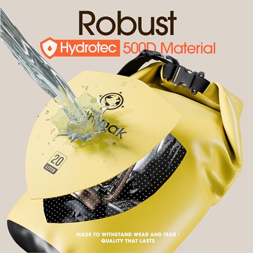 Earth Pak Waterproof Dry Bag - Roll Top Waterproof Backpack Sack Keeps Gear Dry for Kayak with Waterproof Phone Case - color: Yellow, size: 5L