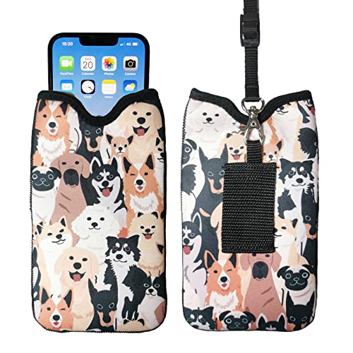 Tainada Neck Cellphone Sleeve Carrier w/Belt Loop (Doodle Dogs Pattern) - color: Doodle Dogs Pattern