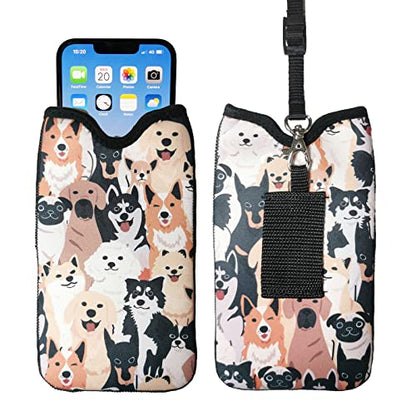 Tainada Neck Cellphone Sleeve Carrier w/Belt Loop (Doodle Dogs Pattern) - color: Doodle Dogs Pattern