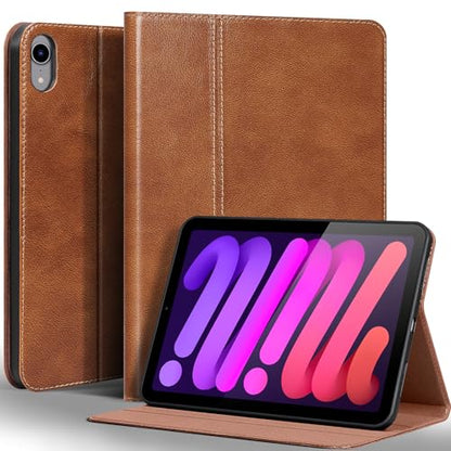 Gexmil Leather Case for iPad mini 7 A17 Pro/iPad mini 6 Gen 8.3 Inch - color: Vegetable Tanned Brown