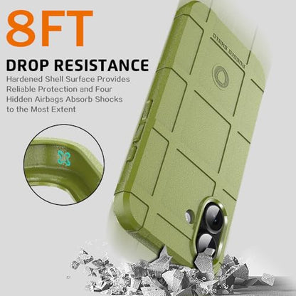 Rugged Shield 8ft Drop Proof TPU Thick Armor Tactical Protective Case Compatible with iPhone 16 (6.1 inches) - Army Green - color: Army Green, size: iPhone 16