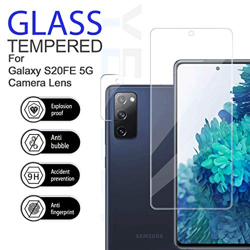Galaxy S20 FE HD Clear Tempered Glass Screen Protector + Camera Lens Protectors, [2+2 Pack] [3D Glass] [Anti-Glare] [Bubble-Free] Screen Protector Glass For Samsung Galaxy S20 FE - size: Galaxy S20 FE