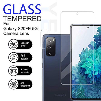 Galaxy S20 FE HD Clear Tempered Glass Screen Protector + Camera Lens Protectors, [2+2 Pack] [3D Glass] [Anti-Glare] [Bubble-Free] Screen Protector Glass For Samsung Galaxy S20 FE - size: Galaxy S20 FE