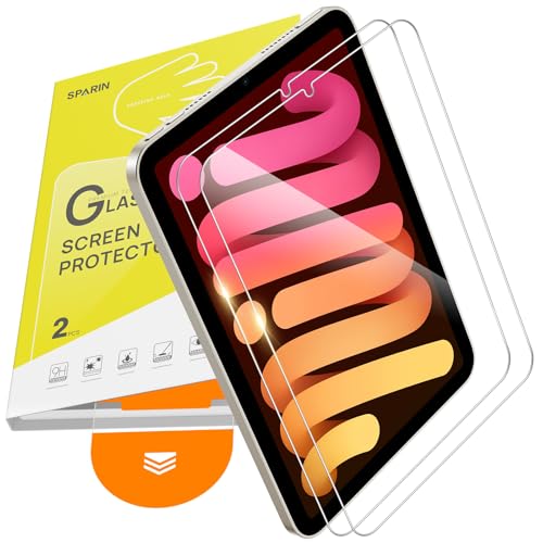 SPARIN Screen Protector for iPad Mini 7/6 (7th/6th Generation), 8.3 Inch | 2 Pack, Auto Alignment, Easy Installation Tray, Tempered Glass, Case Friendly - size: iPad Mini 8.3" 2024/2021