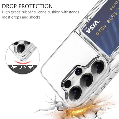 Wallet Case for Samsung Galaxy S26 Ultra with 3 Credit Card Holder | Slot Shockproof Hybrid Heavy Duty Protection Clear Phone Cover Compatible with Galaxy S26 Ultra 6.9 Inch (Clear) - color: Clear, size: Samsung Galaxy S26 Ultra