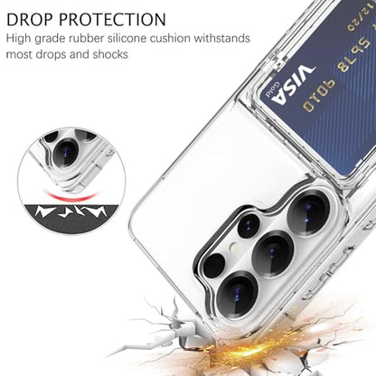 Wallet Case for Samsung Galaxy S26 Ultra with 3 Credit Card Holder | Slot Shockproof Hybrid Heavy Duty Protection Clear Phone Cover Compatible with Galaxy S26 Ultra 6.9 Inch (Clear) - color: Clear, size: Samsung Galaxy S26 Ultra