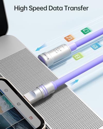 Hichain for iPhone Charger USB A to Lightning Cable Purple 2P / 4 FT - color: Purple, size: 2 Pack / 4 FT