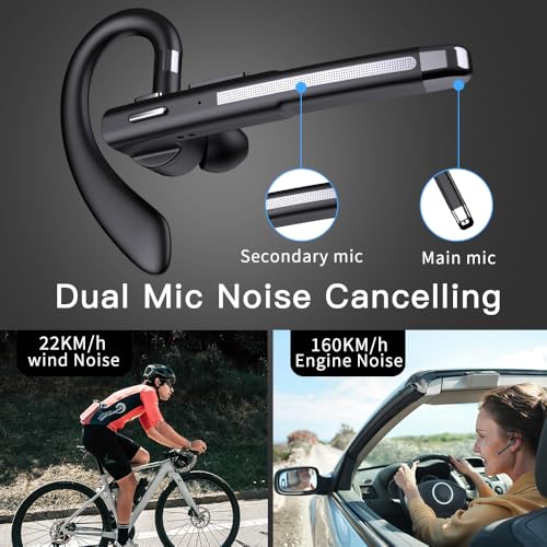 Hsility Bluetoth Earbuds with Mic for Office 270 Degree Rotatble Wireless Earbuds for Truck Driver - color: Sliver