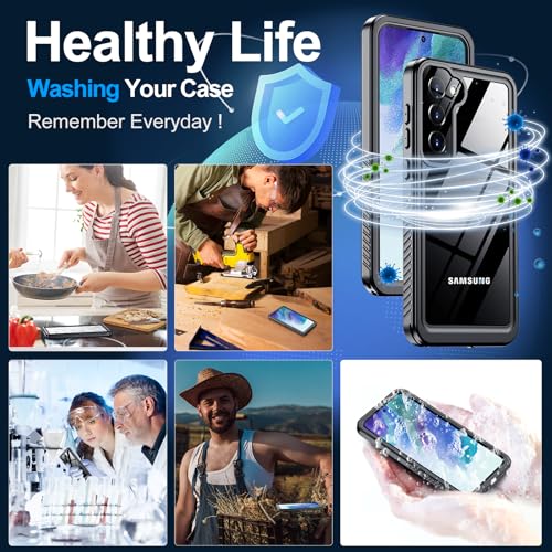 xiwxi for Samsung Galaxy S21 FE Case Waterproof,[IPX8 Underwater Case][Full Body Shockproof & Military Dropproof] Clear Sound Quality Built-in Screen Protector for Samsung S21 FE 6.4 inch-Black - size: For Samsung S21 FE-6.4"