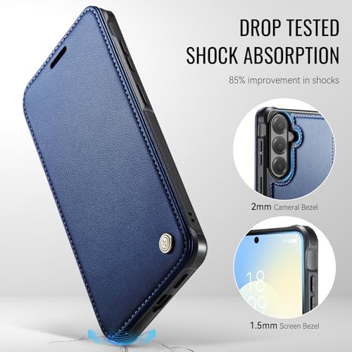 for Galaxy S25 Plus Slim Wallet Case Wireless Charging, Deep Blue - color: Deep Blue, size: Samsung Galaxy S25 Plus