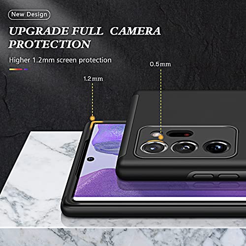for Note 20 Ultra Case, Samsung Galaxy Note 20 Ultra Case with Self Healing Flexible TPU Screen Protective [2 Pack], Military Grade Invisible Kickstand Case for Samsung Note 20 Ultra 5G-Black - color: YX-Black