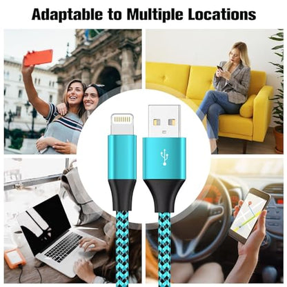 3 Pack 3FT iPhone Charger, Apple MFi Certified iPhone Charger Fast Charging USB to Lightning Cable Nylon Braided iPhone Chargers Cord for iPhone 14 13 12 11 Pro Max Xr Xs 8 and More
