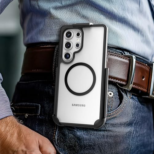 Encased Belt Case for Samsung Galaxy S25 Ultra, Clear Back Case with Rotating Holster Clip (Magnetic, Compatible with MagSafe, Qi2) - color: Clear, size: S25 Ultra