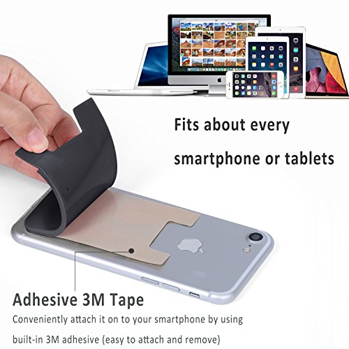 Adhesive Phone Card Holder,Phone Wallet Stick On Card Holder Back of Phone | 3 Pack Silicone Credit Card Holder for Phone Case,Sticky Wallet Pouch Business Card Sleeve for iPhone 17,iPad,Galaxy,Android - color: Black,Black,Black
