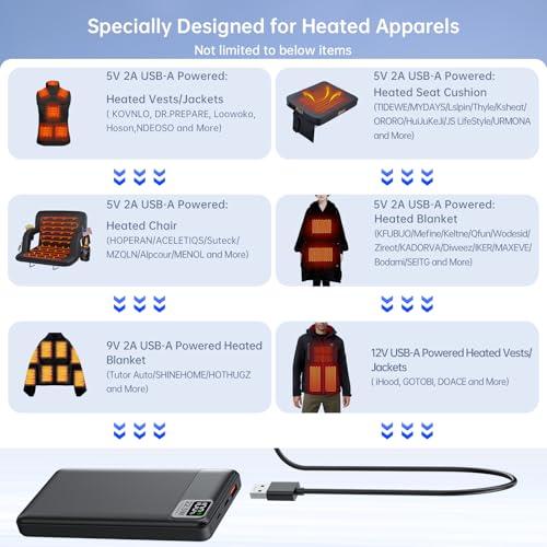 2PCS 5V 2A 3A 10000mAh Heated Vest/Jacket/Chair/Seat Battery Pack - color: Black+White, size: 10000mAh-2PCS