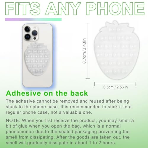 CIEO SuctionPhone Grip, Strong Silicone Suction,Strawberry Sticky Grip,Suitable for Selfies and Videos on Mirrors, Bathrooms and Smooth Surfaces, Compatible with iPhone (Strawberry Transparent) - color: Strawberry Transparent