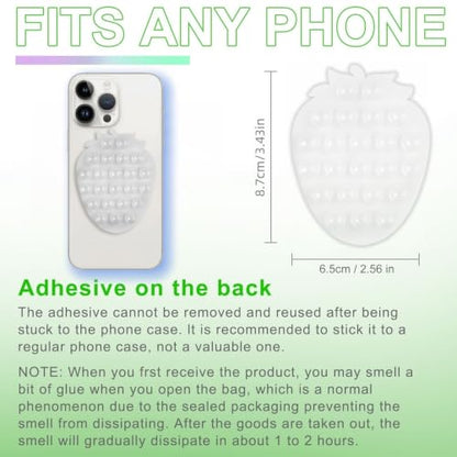CIEO SuctionPhone Grip, Strong Silicone Suction,Strawberry Sticky Grip,Suitable for Selfies and Videos on Mirrors, Bathrooms and Smooth Surfaces, Compatible with iPhone (Strawberry Transparent) - color: Strawberry Transparent