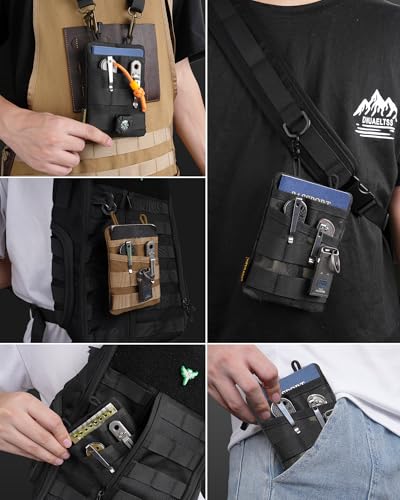 VIPERADE VE3 Tool Pouch Pocket Organizer, Nylon Tool Belt Loop Pouch with 4 Pockets Tool Storage EDC Pouch for Flashlight/Pocket Knife, Tactical Pen, Notebook (Tan) - color: Tan