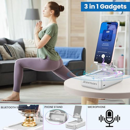 JTEMAN Cell Phone Stand with Bluetooth Speaker,Gifts for Men Tech Gadgets - color: White