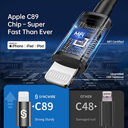 Syncwire iPhone Car Charger - Upgrade [Apple MFi Certified] 4.8A/24W Car Charging Adapter with Built-in Coiled Lightning Cable for Apple iPhone 14/13/12/11/Xs/XS Max/XR/X/8/7/6 Plus, iPad & More