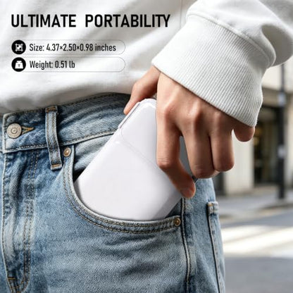 Portable Charger with Built-in Wall Plug, 10000mAh Power Bank with Built-in USB-C and Lightning Cables, 22.5W Fast Charging Battery Pack for iPhone and Samsung and Travel - color: White