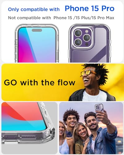 AICase Clear Case Compatible with iphone 15 Pro,Heavy Duty Durable 3-Layer [Not Yellowing][Military Grade Drop Protection]Shockproof/DropProof Protective Cover Compatible with iphone 15 Pro 6.1" 2023 - color: Clear, size: iphone 15 Pro