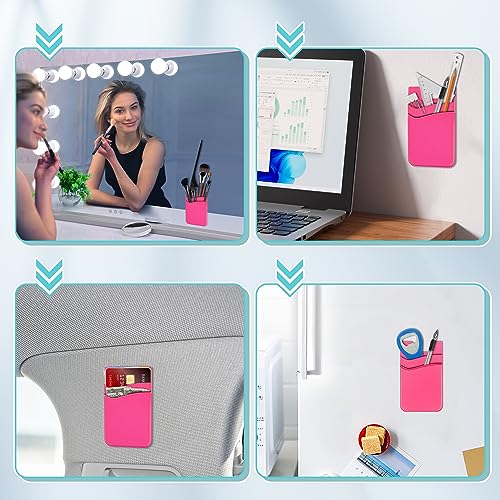 SHANSHUI Phone Wallet Stick on, Card Holder for Back of Phone Double Silicone Credit Business Card Sleeve Pocket Compatible for iPhone, Samsung Galaxy and Every Smartphones (MultiColors-5pcs) - color: Light-blue+Black+White+Grey+Red