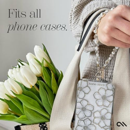 Case-Mate Phone Charm Wrist Strap with Pearls and Crystals - Crystal Pearl | Detachable Anti-Theft Phone Strap - Hands-Free iPhone Wrist Strap for Women - Phone Chain Wristlet for Galaxy, Pixel & More - color: Crystal Pearl