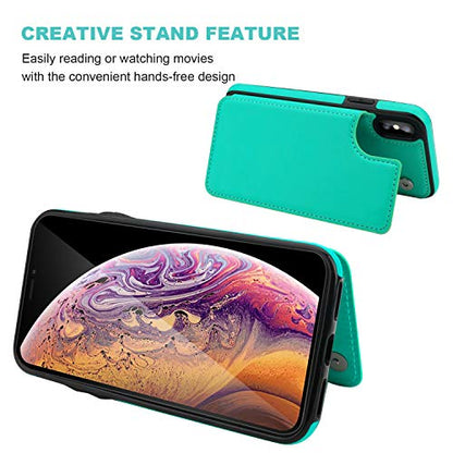 ONETOP for iPhone Xs Max Wallet Case with Credit Card Holder,LightBlue | Kickstand,ID/Cash Holder,Case Wallet with Card Slots,Double Magnetic Clasp,Durable PU Leather Shockproof Cover for Women Men - color: iPhone Xs Max 6.5" Green