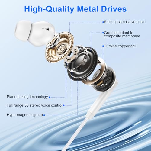 USB C Wired Earbuds Ear Buds for iPhone 17 16 Pro Max 16e 16 Plus 16Pro 15 - color: White