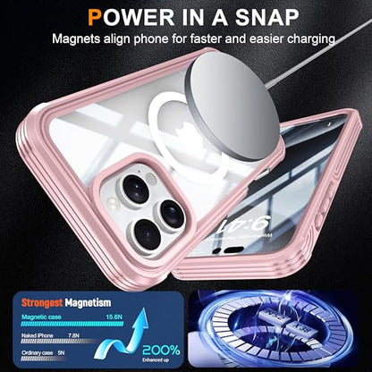Magnetic Privacy Screen Case for iPhone 16 Pro Max Full Body Protection - color: Pink, size: iPhone 16 Pro Max