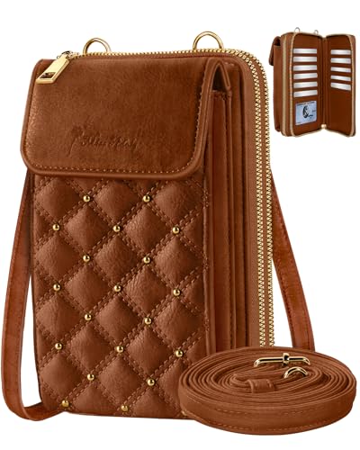 Miss Adola Zipper Cell Phone Purse Crossbody Bag for Women | Zipper Closure, RFID Blocking, Card Slots, Adjustable Shoulder Strap, Cute Small Phone Wallet for Travel and Daily Carry - color: Yellow