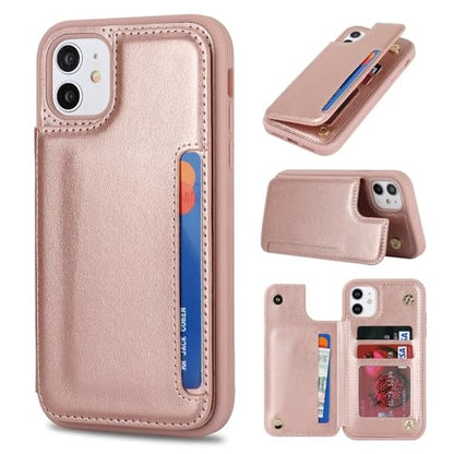 iCoverCase Compatible with iPhone 11 Case with Card Holder, Wallet Phone Case for Women Men RFID Blocking PU Leather Protective Case 6.1 Inch (Rose Gold) - color: Rose Gold