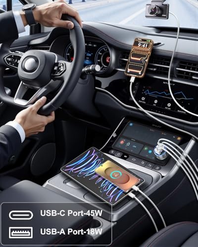 USB C Car Charger, 3 Pack 90W 4-Port Dual 45W Super Fast Car Phone Charger - color: Black