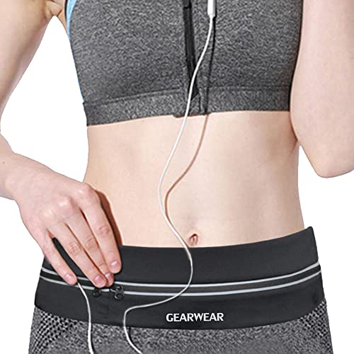 Running Belt | Runner Fanny Pack for Women and Men | Adjustble Waist Band Pack for Storage Phone - color: Gray/27"-43"