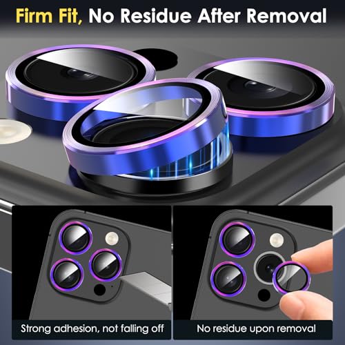 WHPXJY Camera Lens Protector for iPhone 15 Pro Max/iPhone 15 Pro Tempered Glass Lens Cover with Individual Metal Ring, Anti Scratch, Strong Adsorption, HD Clear, Case Friendly - Colorful Titanium
