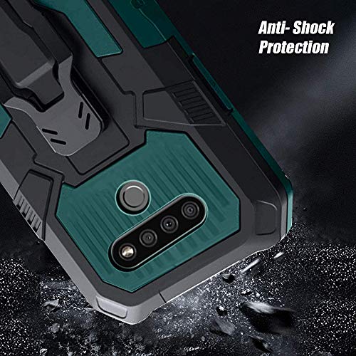 for LG K51 Phone Case,with Tempered Glass Screen Protector [2Pack] Heavy-Duty Military Grade 15ft. Drop Tested Protective Case for LG K51 -Green - color: GREEN