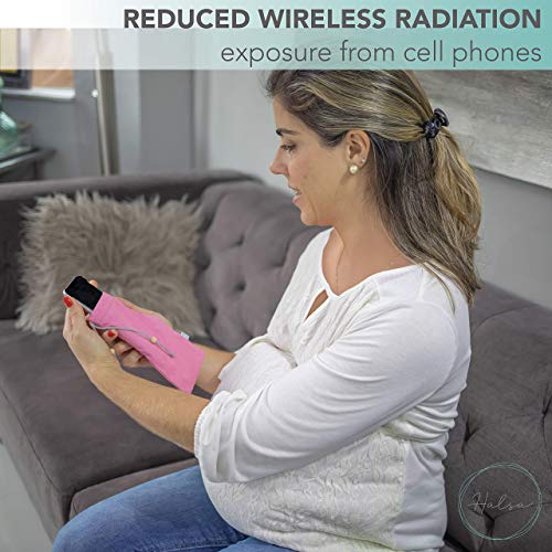 Halsa EMF Cell Phone Sleeve, High-Shield EMF Blocking Pouch, Signal Blocking Anti-EMP Radiation Bag for Digital Privacy Protection, Fits Most Phones, Pink (4x8 Inch) - color: Pink